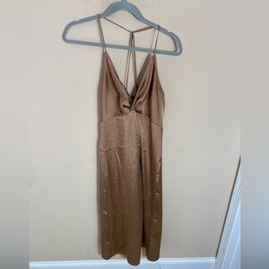 Express dress satin feel Copper Gold Spaghetti Straps Dress Size M